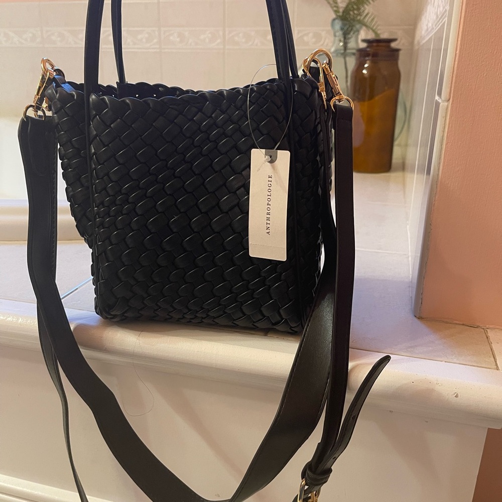 Stylish Black Woven Crossbody Bag